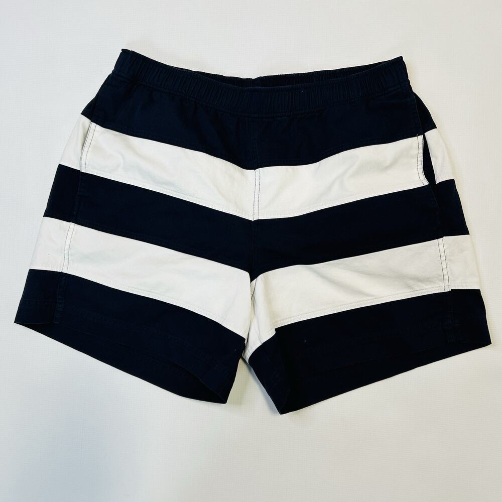 AYR Mens XL Cotton Shorts Chino Pull On Drawstring Waist 5.5" Blue Rugby Stripe - Picture 2 of 12